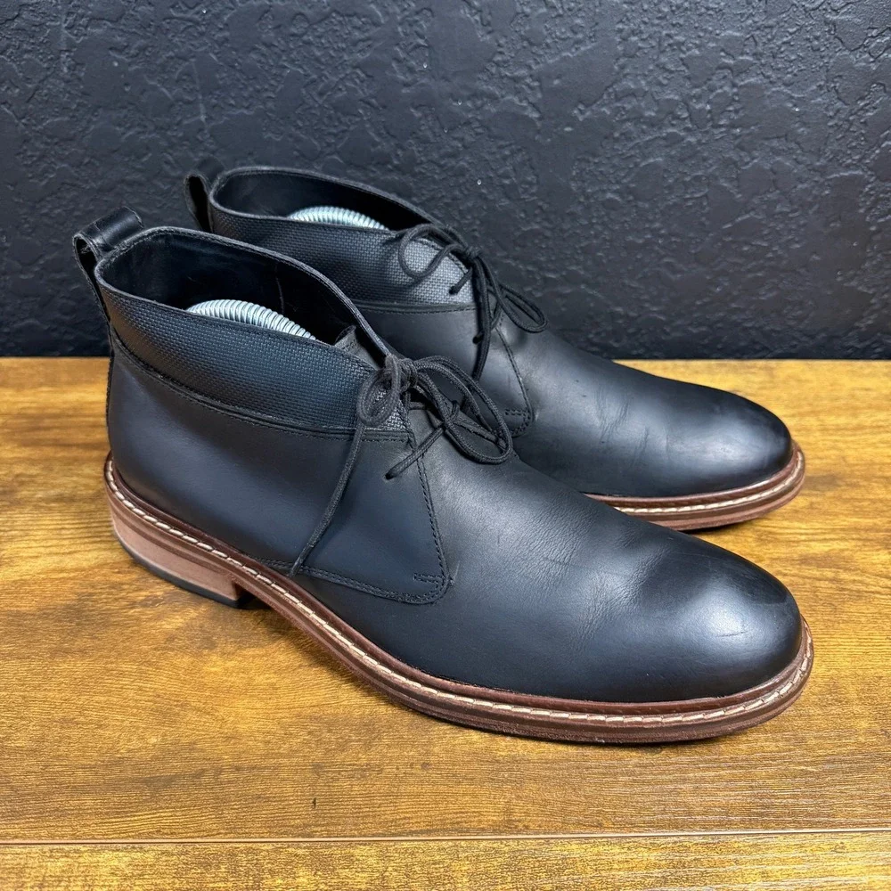 Cole Haan C20111 Black Leather Chukka Desert Boots Mens 8M